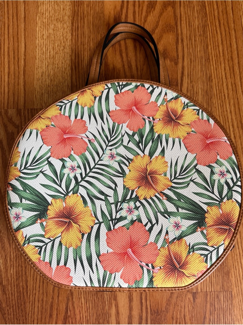 Jen & Co. Large Round Stand-Alone Floral Purse w/3 Compartments Zipper Gold Tone